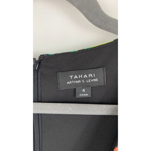 Tahari Arthur S. Levine Womens Dress Tie-Waist Vibrant Floral Size 4 V Neck - Picture 11 of 14